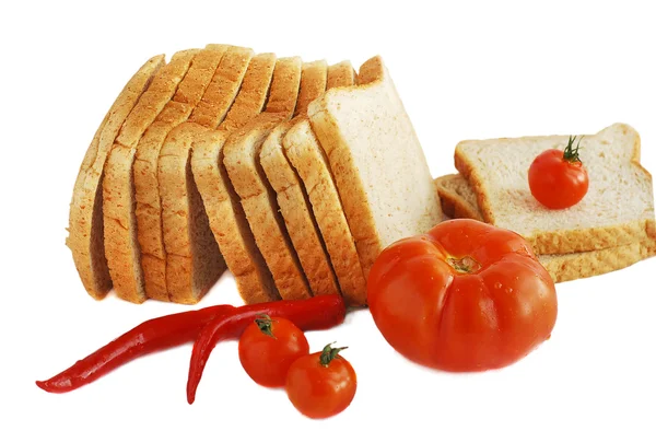 stock image Bread, pepper and tomatoes