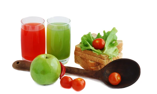 Juice,apple and tomatoes — Stock Photo, Image
