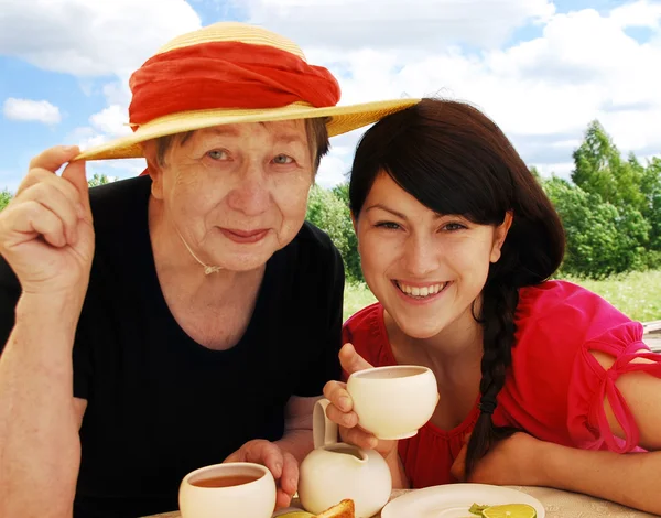 Happy grandmother and granddaughter — Stock Photo, Image