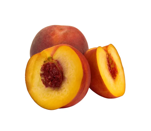 Peach and half of piece with bean — Stock Photo, Image