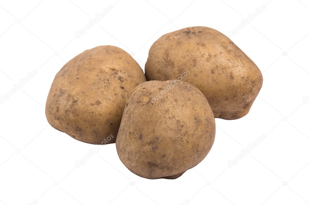 Potatoes isolated on white background close up