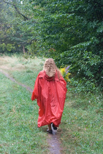 Capa de chuva vermelha — Fotografia de Stock