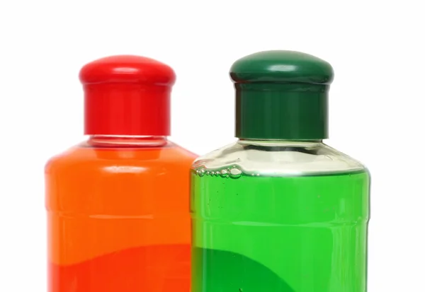 Dvě láhve s šampon — Stock fotografie