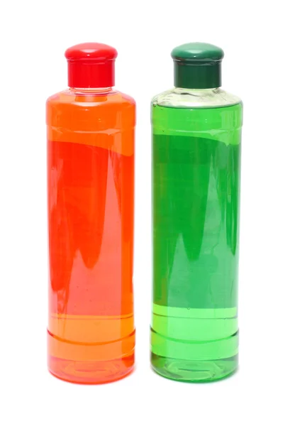 Dvě láhve s šampon — Stock fotografie