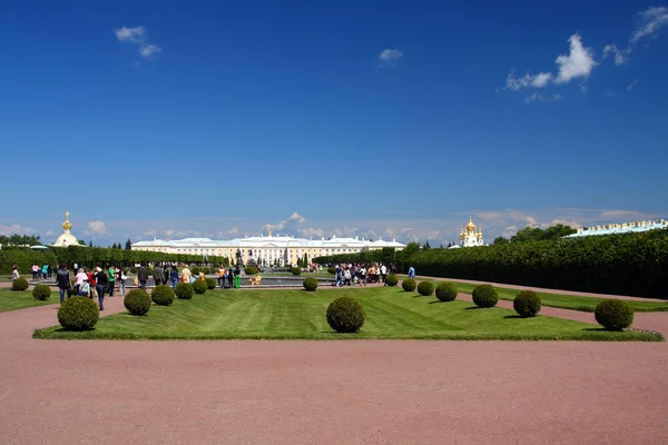 Vista sobre palacio en petergof — Foto de Stock