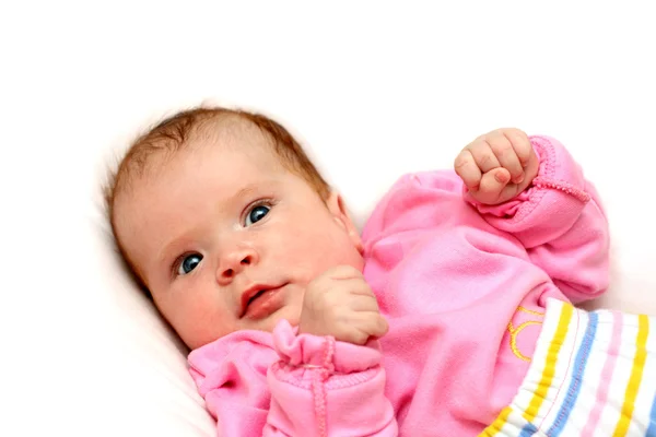 Watchful baby on pillow — Stock Photo, Image
