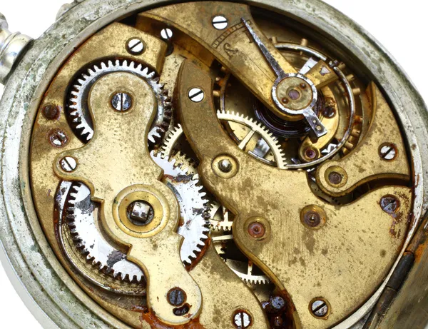 ポケット時計さびたの古いギア — ストック写真