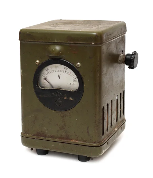 Velho dispositivo de voltímetro elétrico obsoleto — Fotografia de Stock