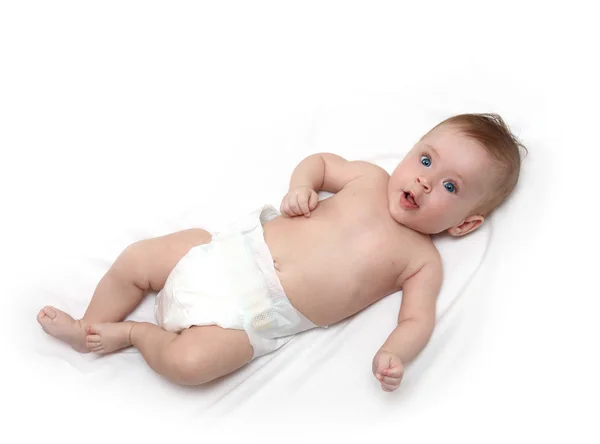 Baby flicka i blöja — Stock fotografie