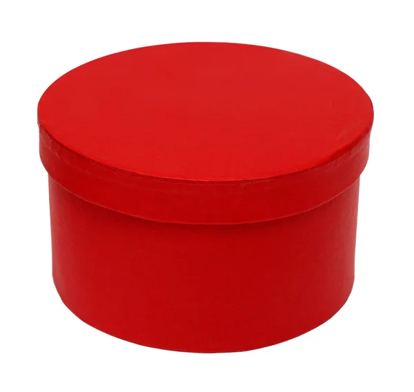 Geschlossene rote runde Schachtel — Stockfoto