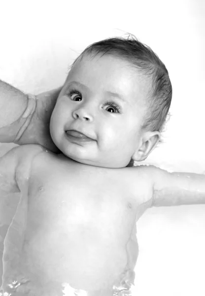 Menina do bebê mostrando língua — Fotografia de Stock