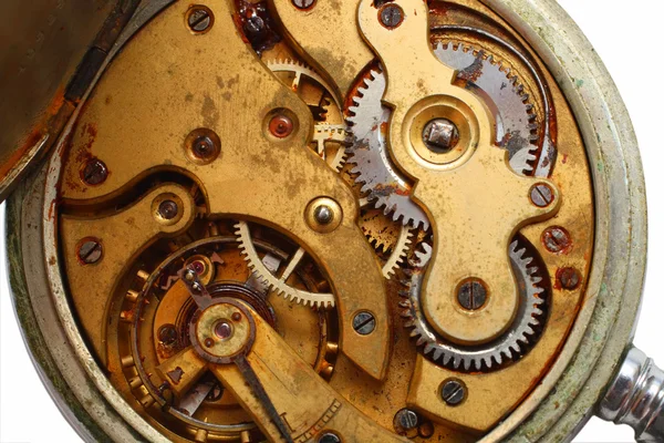 Stary zegarek zardzewiały biegu makro — Zdjęcie stockowe