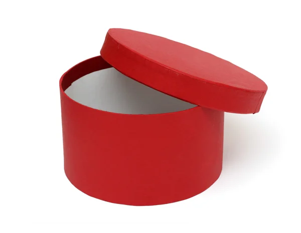 Caixa redonda vermelha aberta — Fotografia de Stock