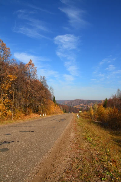 Осенний пейзаж с дорогой — стоковое фото