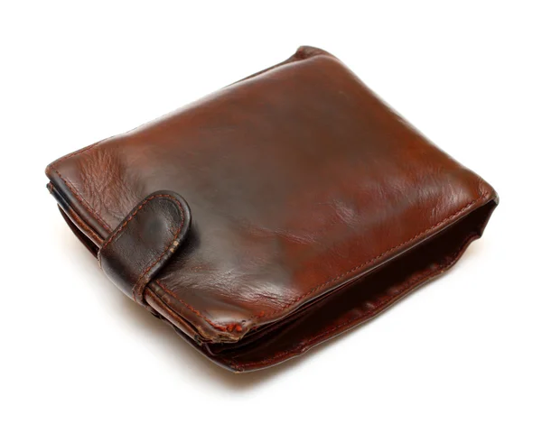 Old brown leather purse — Stock Photo, Image