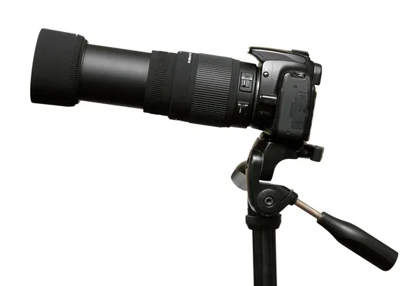 Camera met tele zoom lens — Stockfoto