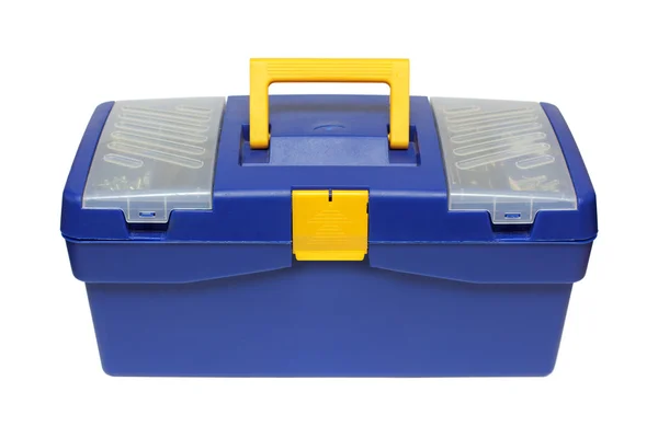 Cassetta degli attrezzi di plastica blu — Foto Stock