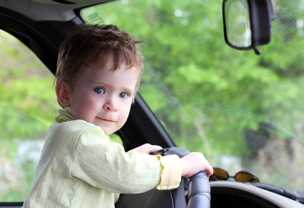 stock image Baby holding steering wheel