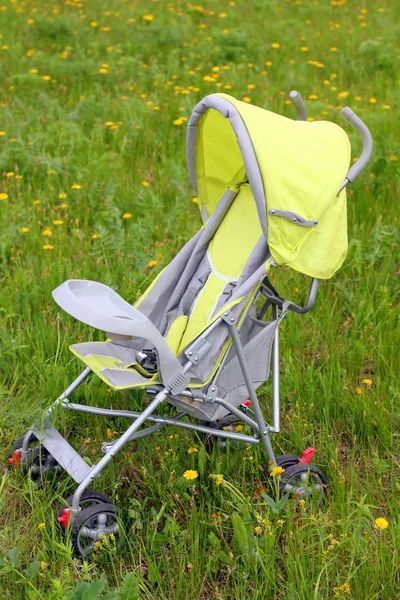 stock image Baby stroller on green lawn