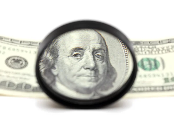 Franklin through magnifying glass — Stock Photo, Image