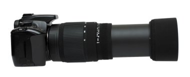 Camera with telephoto zoom lens clipart