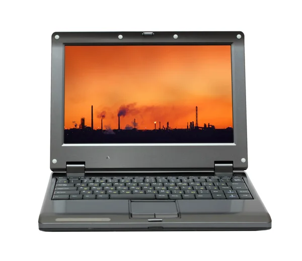 Laptop with bad ecology on screen — Stock Photo, Image