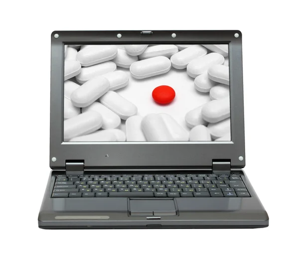 Laptop com tema de ciência da medicina — Fotografia de Stock