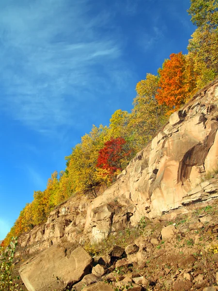 Autumn landscape with rock — Stock Photo, Image