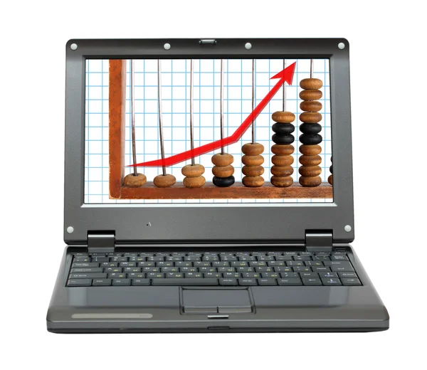 Laptop diagram növelése és az abacus아이 들, 행복 한 아이 들 놀이의 세계 — Stock Fotó