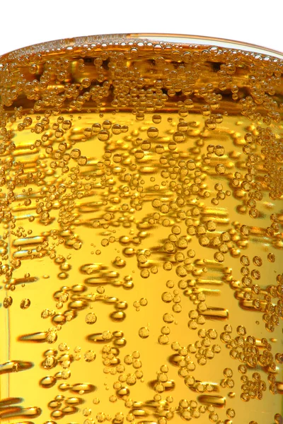 Bobler i glass med øl – stockfoto