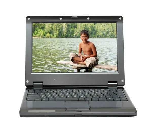 Laptop-val téma vakáció — Stock Fotó