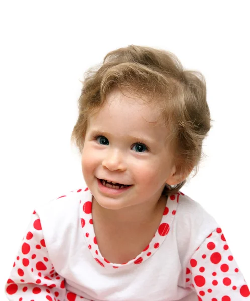 Glada leende baby porträtt isolerad på vit — Stockfoto