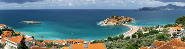 Panoramablick auf die insel sveti stefan, montenegro — Stockfoto