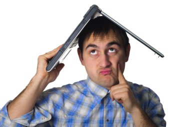 Man and laptop clipart