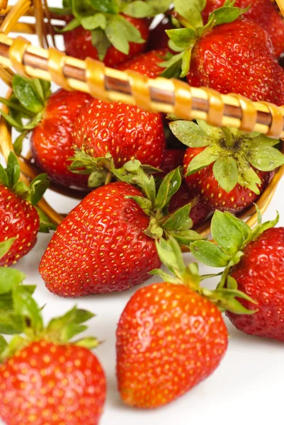 Strawberries in basket — Stock Photo, Image