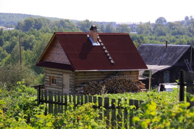 Old village house in sunny day clipart