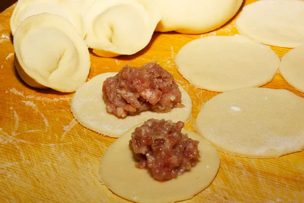 stock image Pelmeni with sour cream