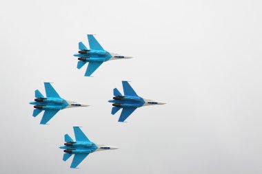 Russian fighter in the sky on MAKS aviashow clipart