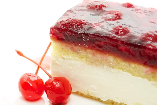 stock image Mouth watering cherry cheesecake macro