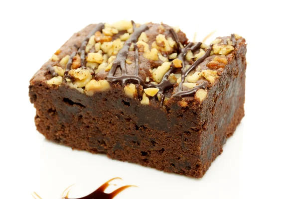Cake truffle with black chocolate sauce — Stock Photo, Image