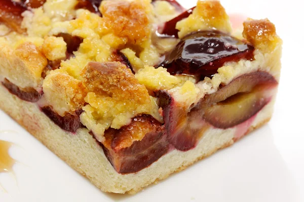 stock image Fresh baked plum cake with pwdered sugar