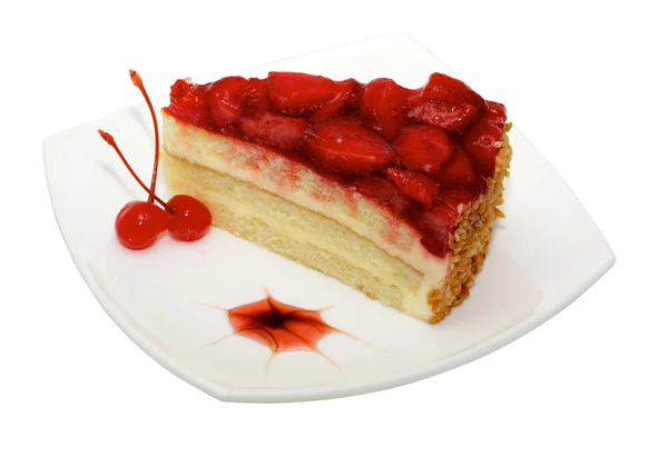 Cake with strawberry topping — Stock Photo, Image