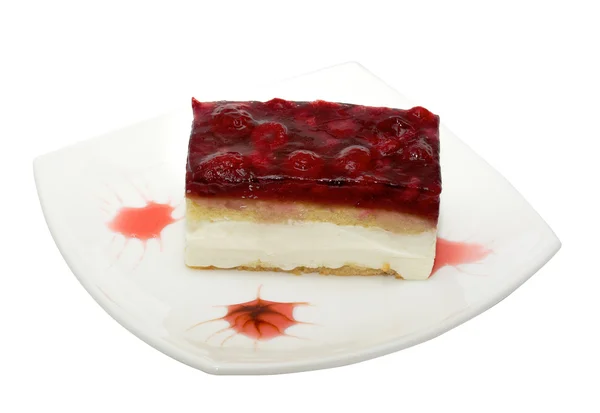 Boca de rega cereja cheesecake macro — Fotografia de Stock