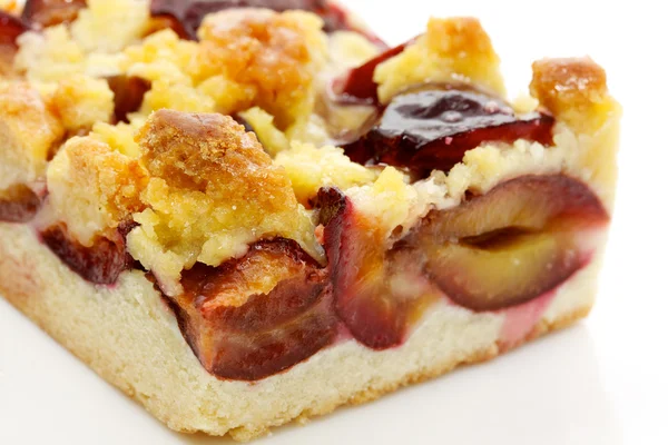 stock image Fresh baked plum cake with pwdered sugar