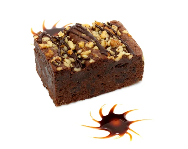 Cake truffle with black chocolate sauce — Stock Photo, Image