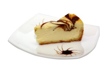 gurme dilim beyaz zemin üzerine cheesecake