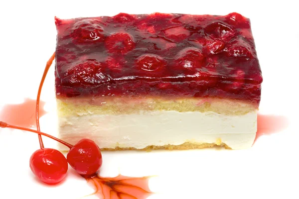Mouth watering cherry cheesecake macro — Stock Photo, Image
