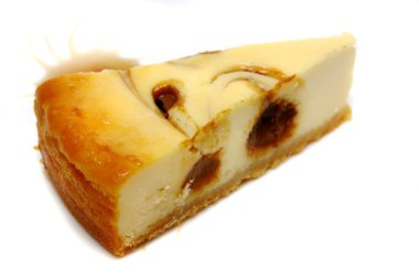 gurme dilim beyaz zemin üzerine cheesecake