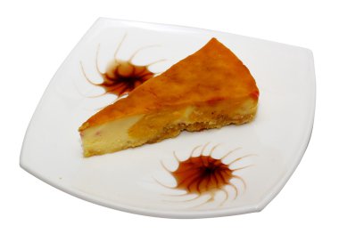 gurme dilim beyaz zemin üzerine cheesecake