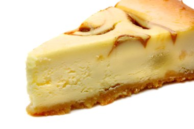 gurme dilim beyaz zemin üzerine cheesecake